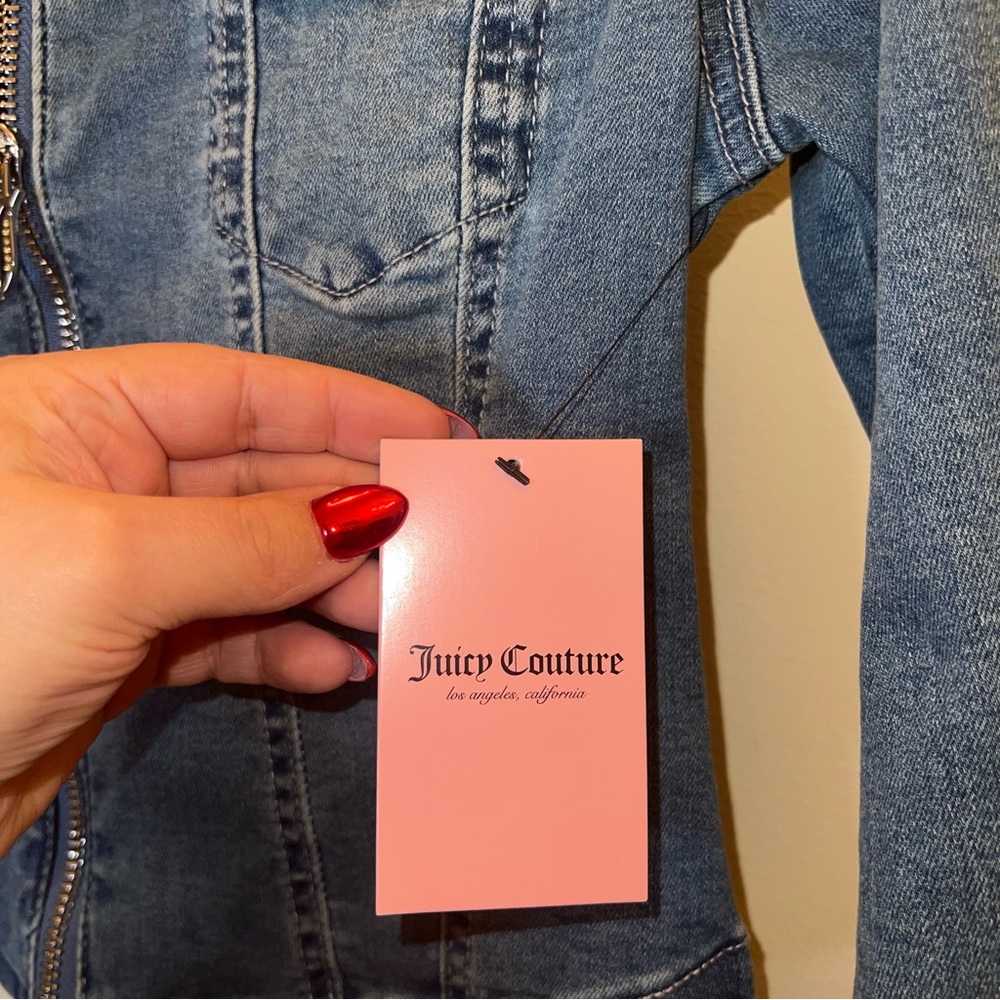 Juicy Couture Corset Trucker Denim Jacket Rhinestone Back S NWT - Picture 14 of 16